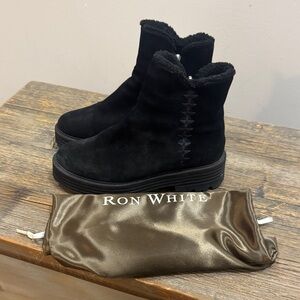 Ron White Black “fable” Women’s suede winter Boots - 38.5 (7.5-8) - as is scuff